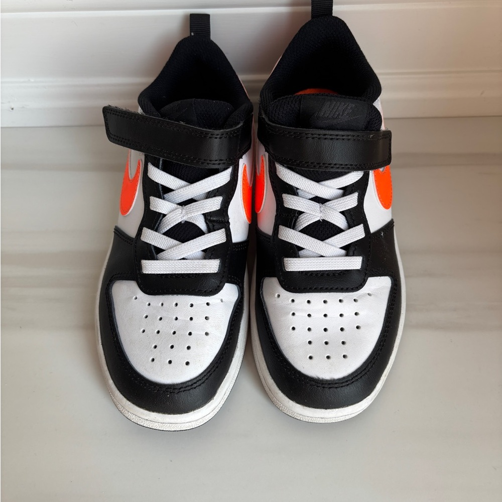 Nike Kids Sneakers Black White with Orange Highlights